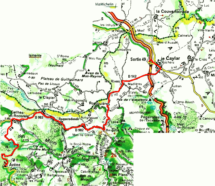 Itin&eacute;raire  route avene